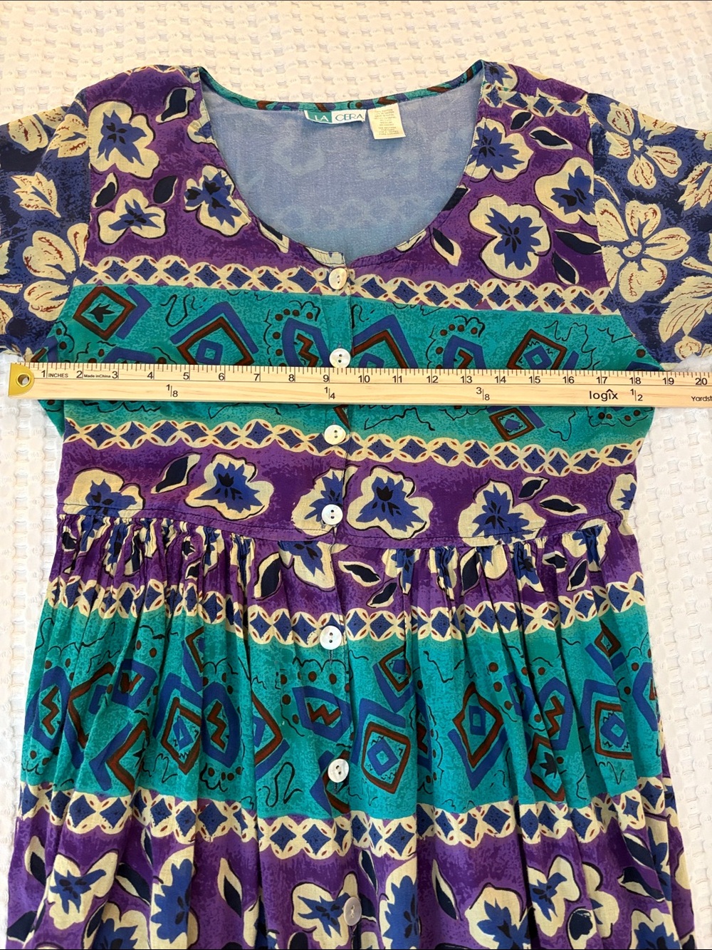 La Cera Cotton Patio Cottagecore Women’s Bohemian Floral Button Front Dress SZ M - Picture 5 of 6